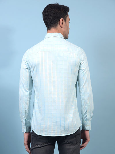 Men's Green Checked 100% Cotton Shirt-Men Shirts-Crimsoune Club