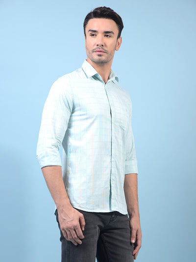 Men's Green Checked 100% Cotton Shirt-Men Shirts-Crimsoune Club