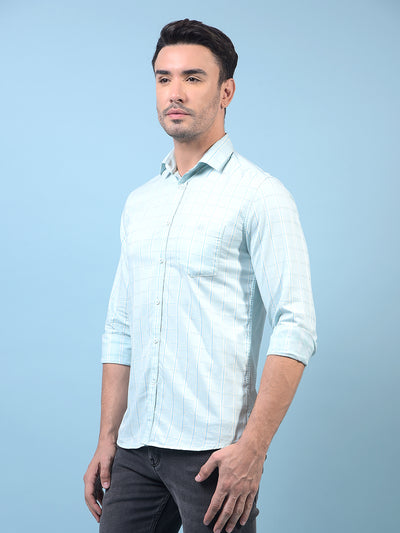 Men's Green Checked 100% Cotton Shirt-Men Shirts-Crimsoune Club