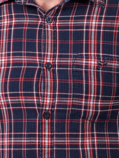 Red Checked 100% Cotton Shirt-Men Shirts-Crimsoune Club