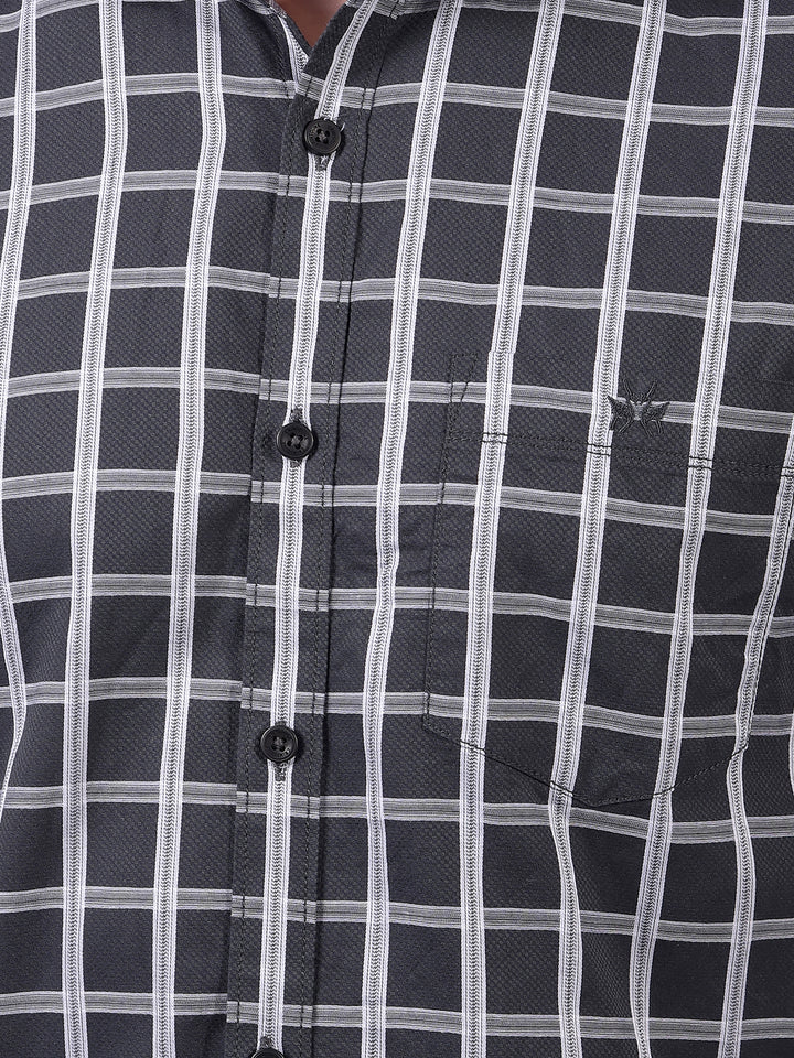 Grey Checked 100% Cotton Shirt-Men Shirts-Crimsoune Club