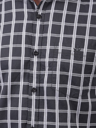 Grey Checked 100% Cotton Shirt-Men Shirts-Crimsoune Club