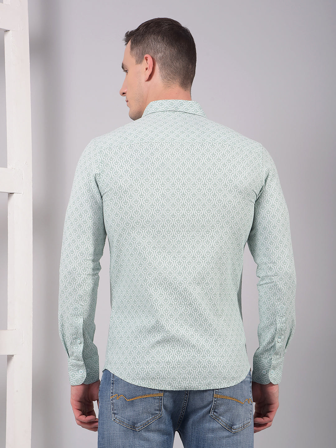 Green Printed 100% Cotton Shirt-Men Shirts-Crimsoune Club