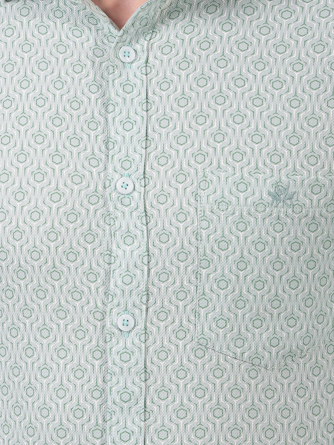 Green Printed 100% Cotton Shirt-Men Shirts-Crimsoune Club