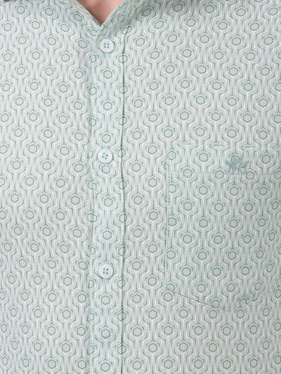 Green Printed 100% Cotton Shirt-Men Shirts-Crimsoune Club