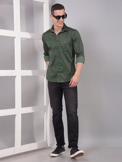 Green Printed Shirt-Men Shirts-Crimsoune Club