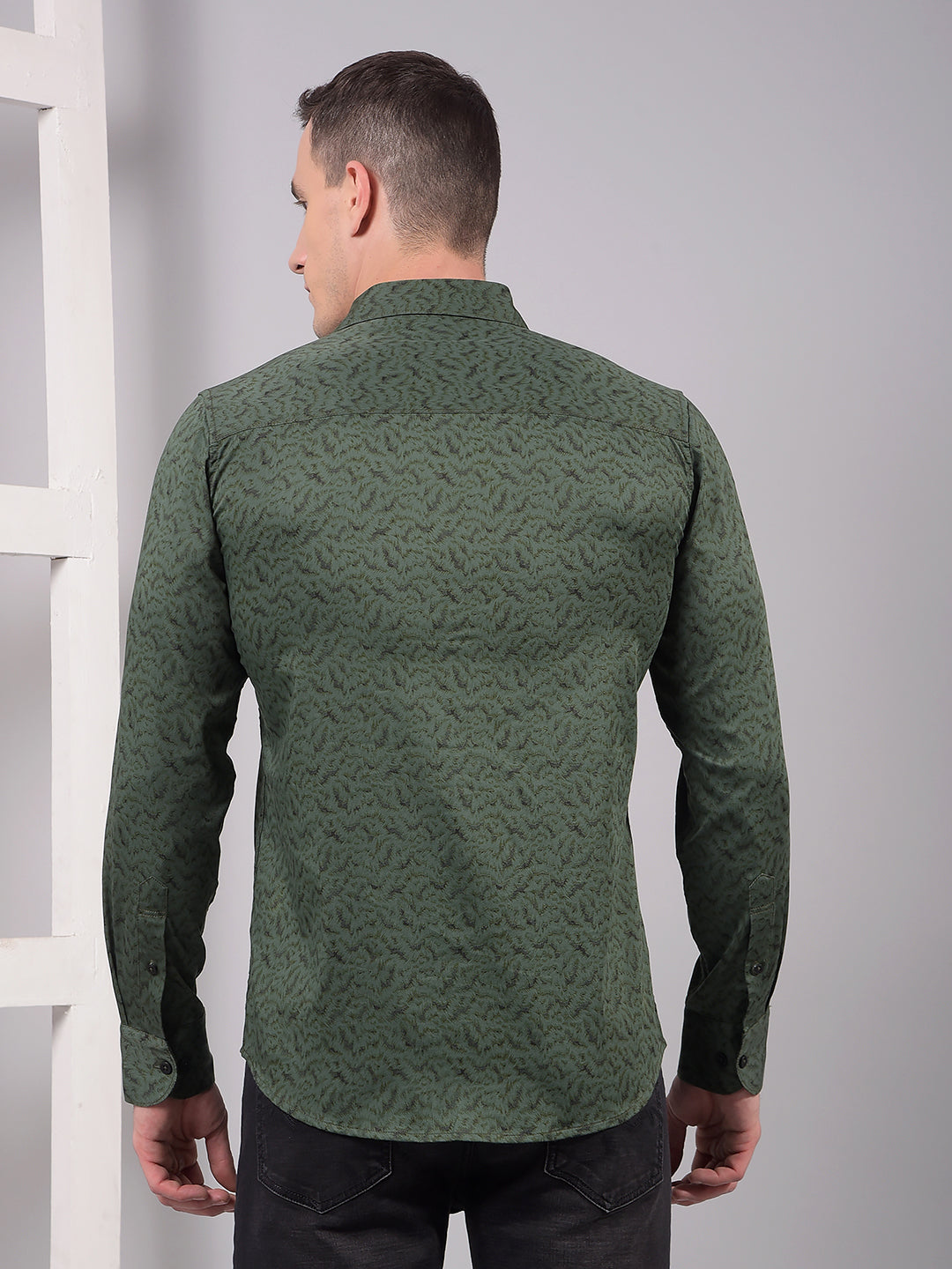 Green Printed Shirt-Men Shirts-Crimsoune Club