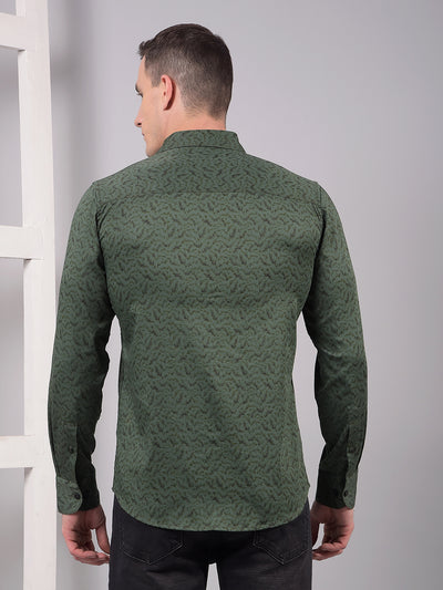 Green Printed Shirt-Men Shirts-Crimsoune Club