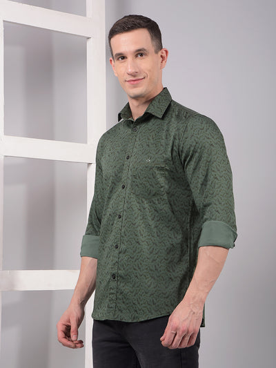 Green Printed Shirt-Men Shirts-Crimsoune Club