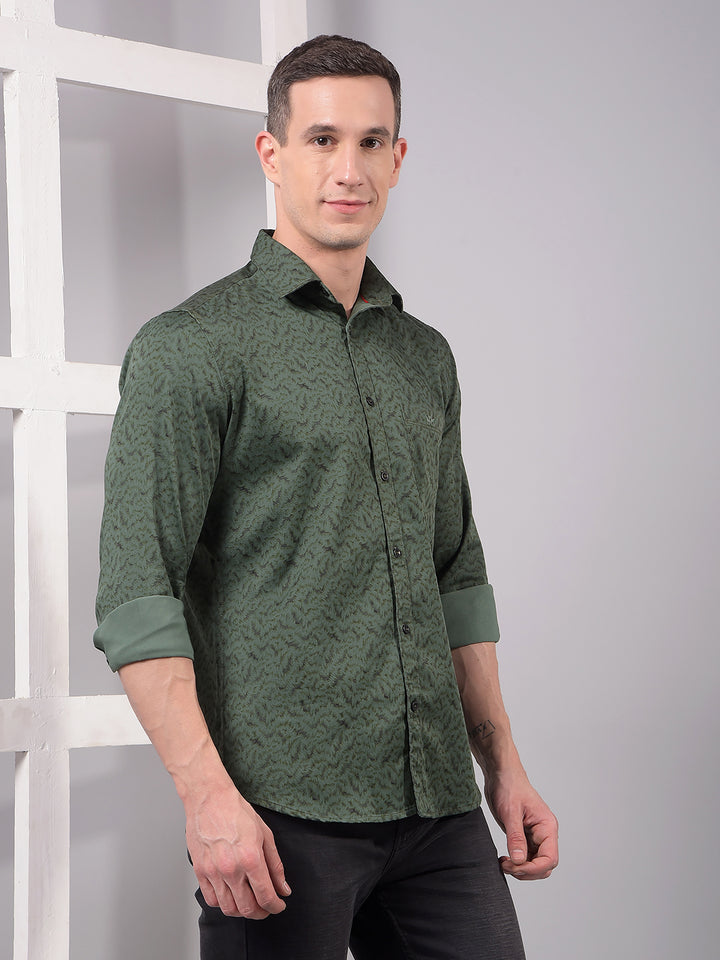 Green Printed Shirt-Men Shirts-Crimsoune Club