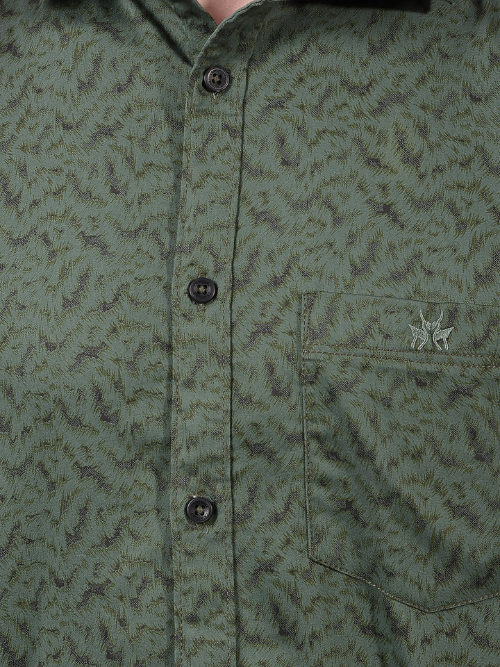 Green Printed Shirt-Men Shirts-Crimsoune Club