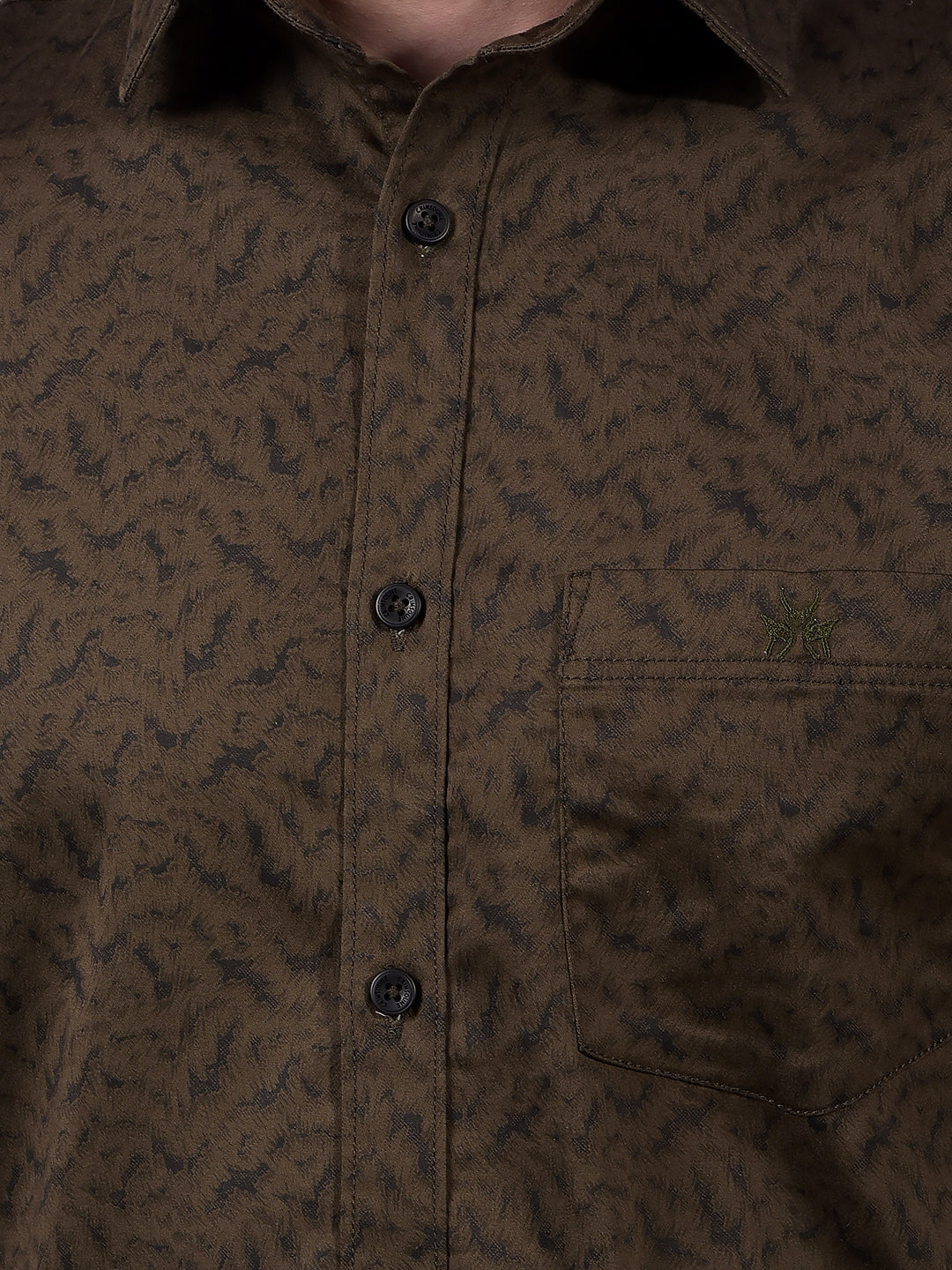 Olive Printed Shirt-Men Shirts-Crimsoune Club