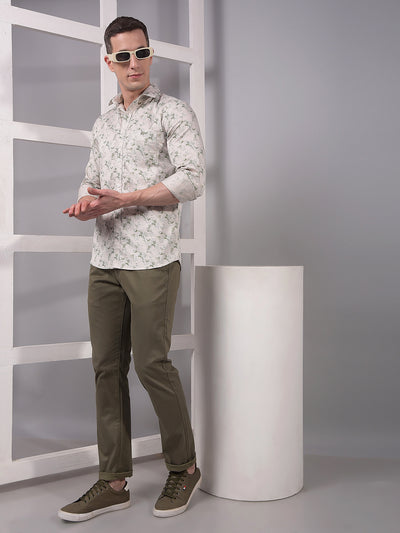 Green Printed 100% Cotton Shirt-Men Shirts-Crimsoune Club
