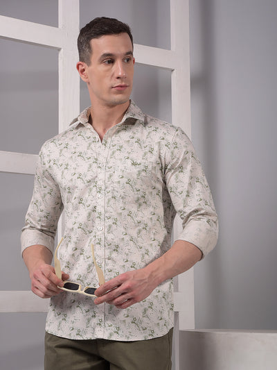 Green Printed 100% Cotton Shirt-Men Shirts-Crimsoune Club