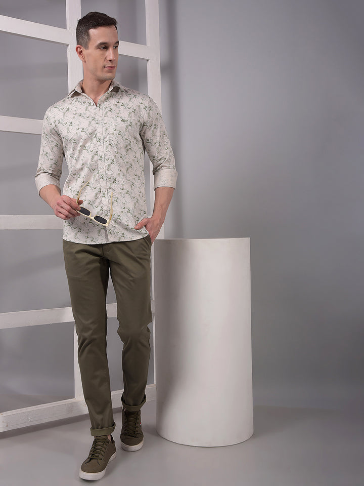 Green Printed 100% Cotton Shirt-Men Shirts-Crimsoune Club