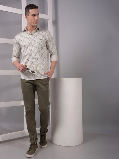 Green Printed 100% Cotton Shirt-Men Shirts-Crimsoune Club