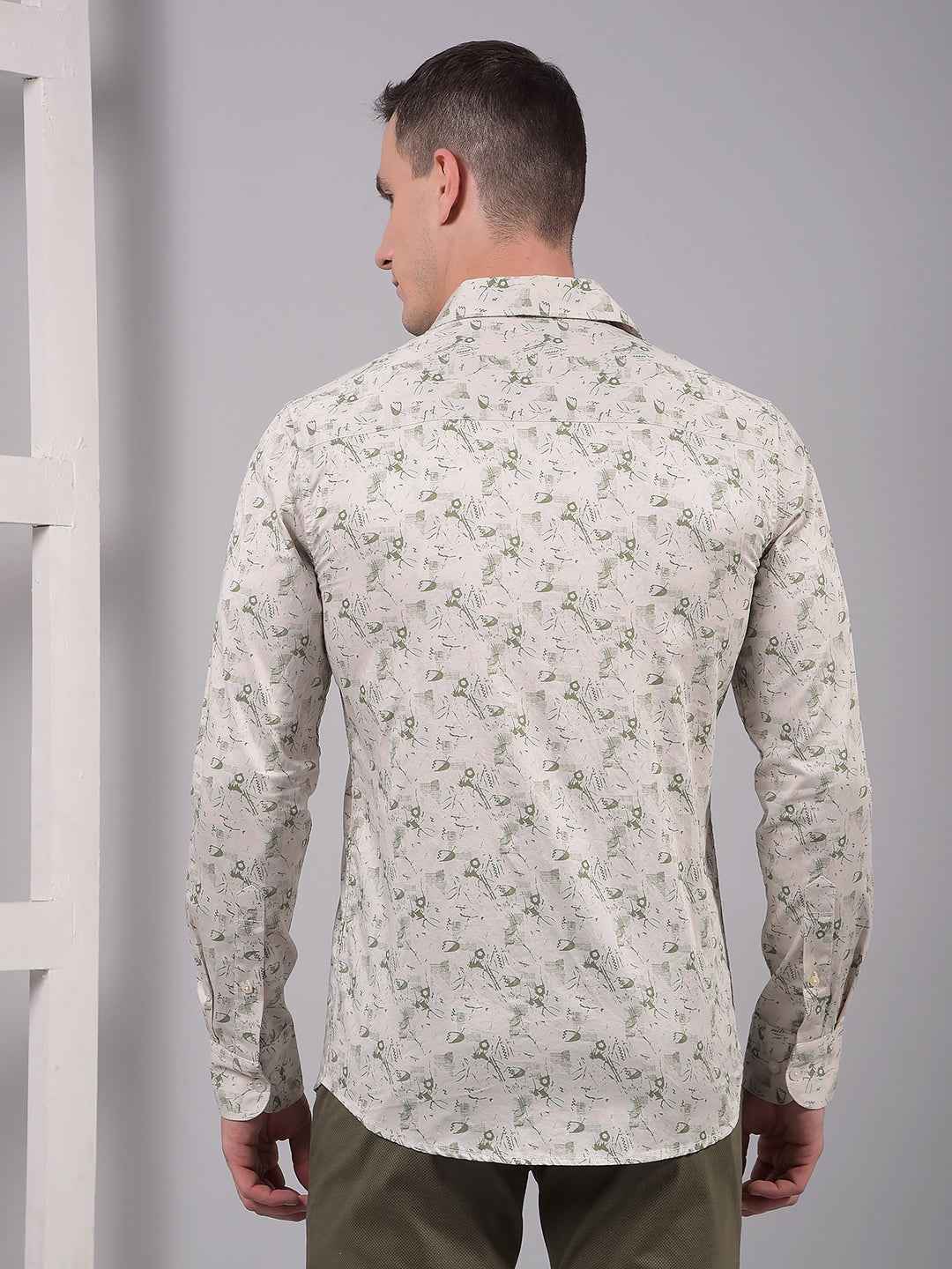 Green Printed 100% Cotton Shirt-Men Shirts-Crimsoune Club