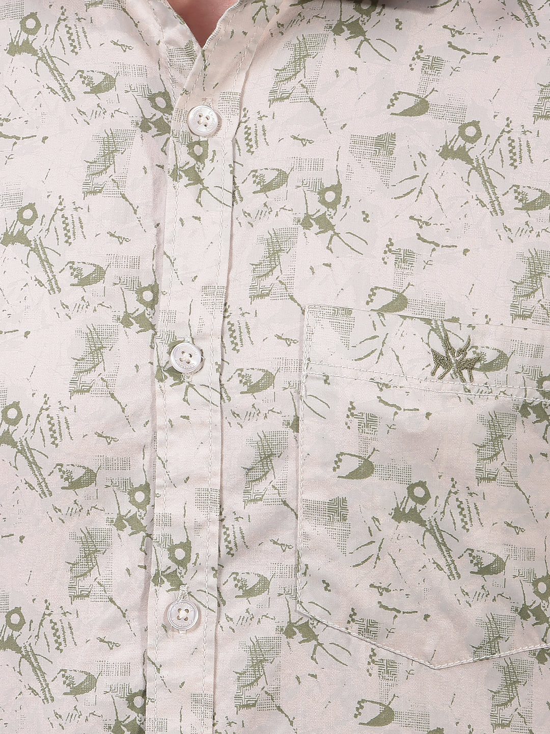 Green Printed 100% Cotton Shirt-Men Shirts-Crimsoune Club