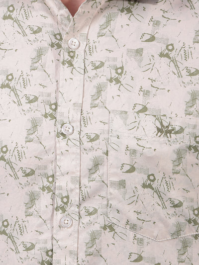 Green Printed 100% Cotton Shirt-Men Shirts-Crimsoune Club