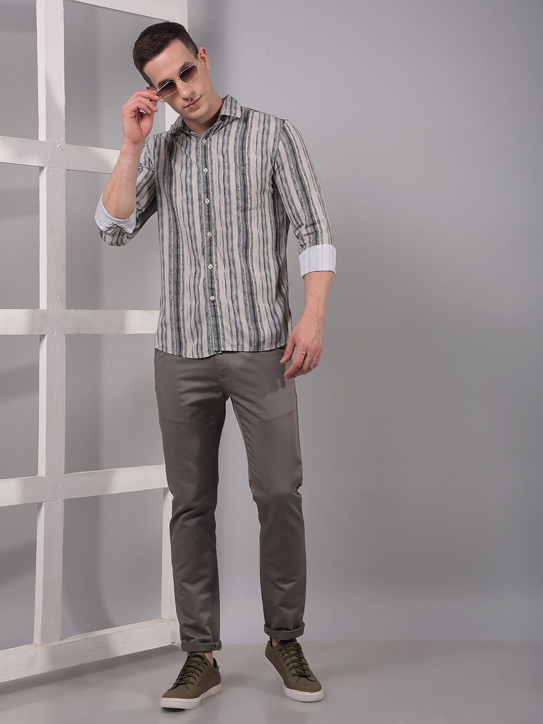Grey Printed Shirt-Men Shirts-Crimsoune Club