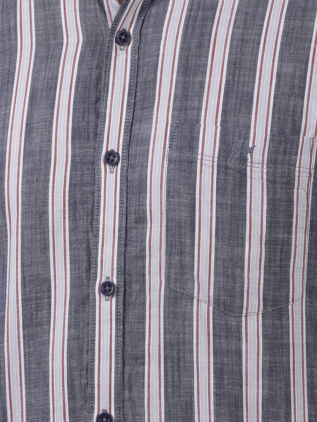 Blue Vertical Stripes 100% Cotton Shirt-Men Shirts-Crimsoune Club