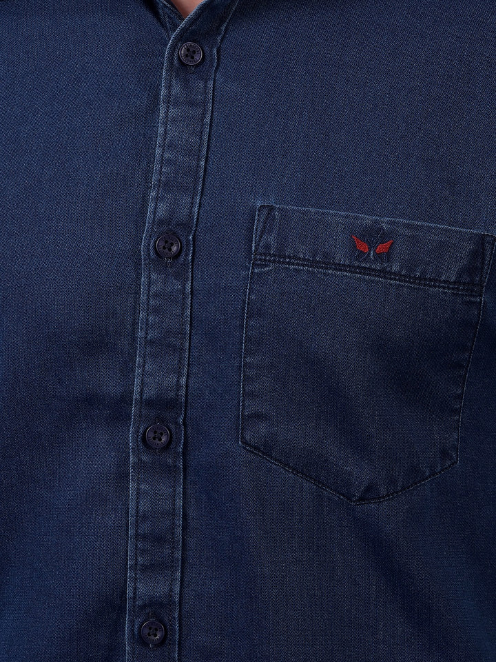 Navy Blue 100% Cotton Shirt-Men Shirts-Crimsoune Club