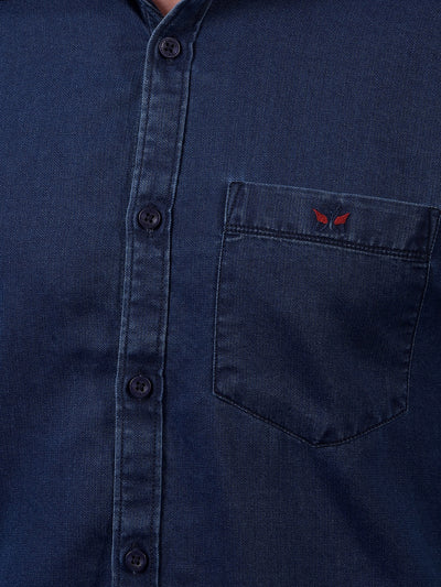 Navy Blue 100% Cotton Shirt-Men Shirts-Crimsoune Club