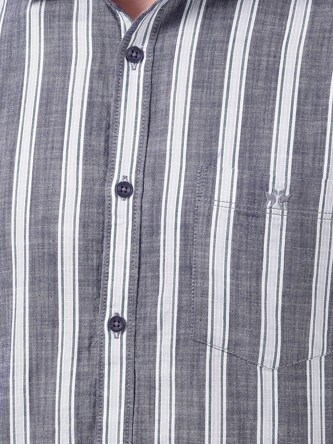Blue Vertical Stripes 100% Cotton Shirt-Men Shirts-Crimsoune Club