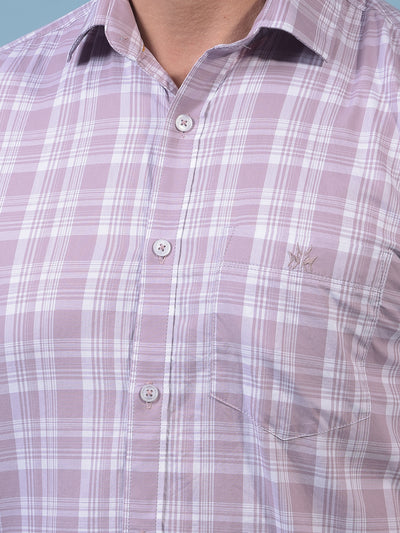 Men's Purple Checked 100% Cotton Shirt-Men Shirts-Crimsoune Club