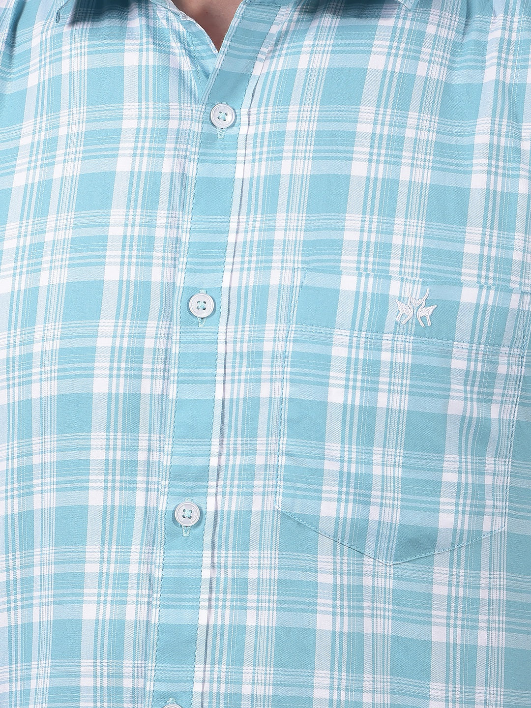 Blue Checked 100% Cotton Shirt-Men Shirts-Crimsoune Club