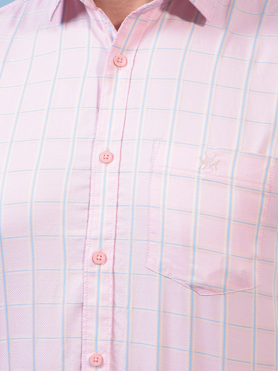 Men's Pink Checked 100% Cotton Shirt-Men Shirts-Crimsoune Club