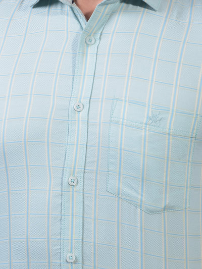 Men's Green Checked 100% Cotton Shirt-Men Shirts-Crimsoune Club