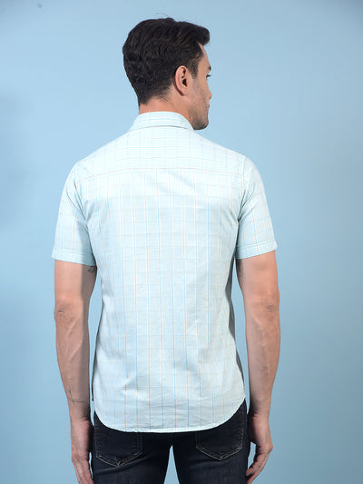 Men's Green Checked 100% Cotton Shirt-Men Shirts-Crimsoune Club