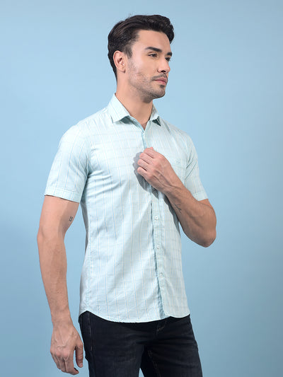 Men's Green Checked 100% Cotton Shirt-Men Shirts-Crimsoune Club