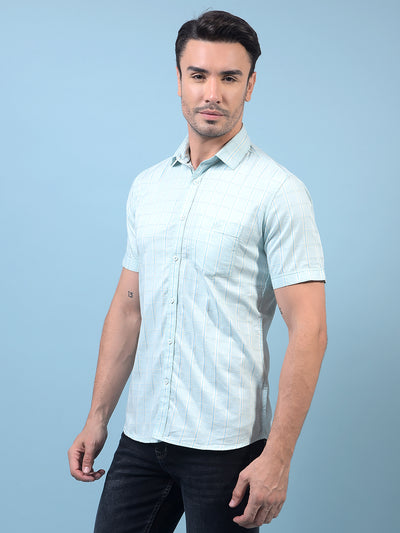 Men's Green Checked 100% Cotton Shirt-Men Shirts-Crimsoune Club