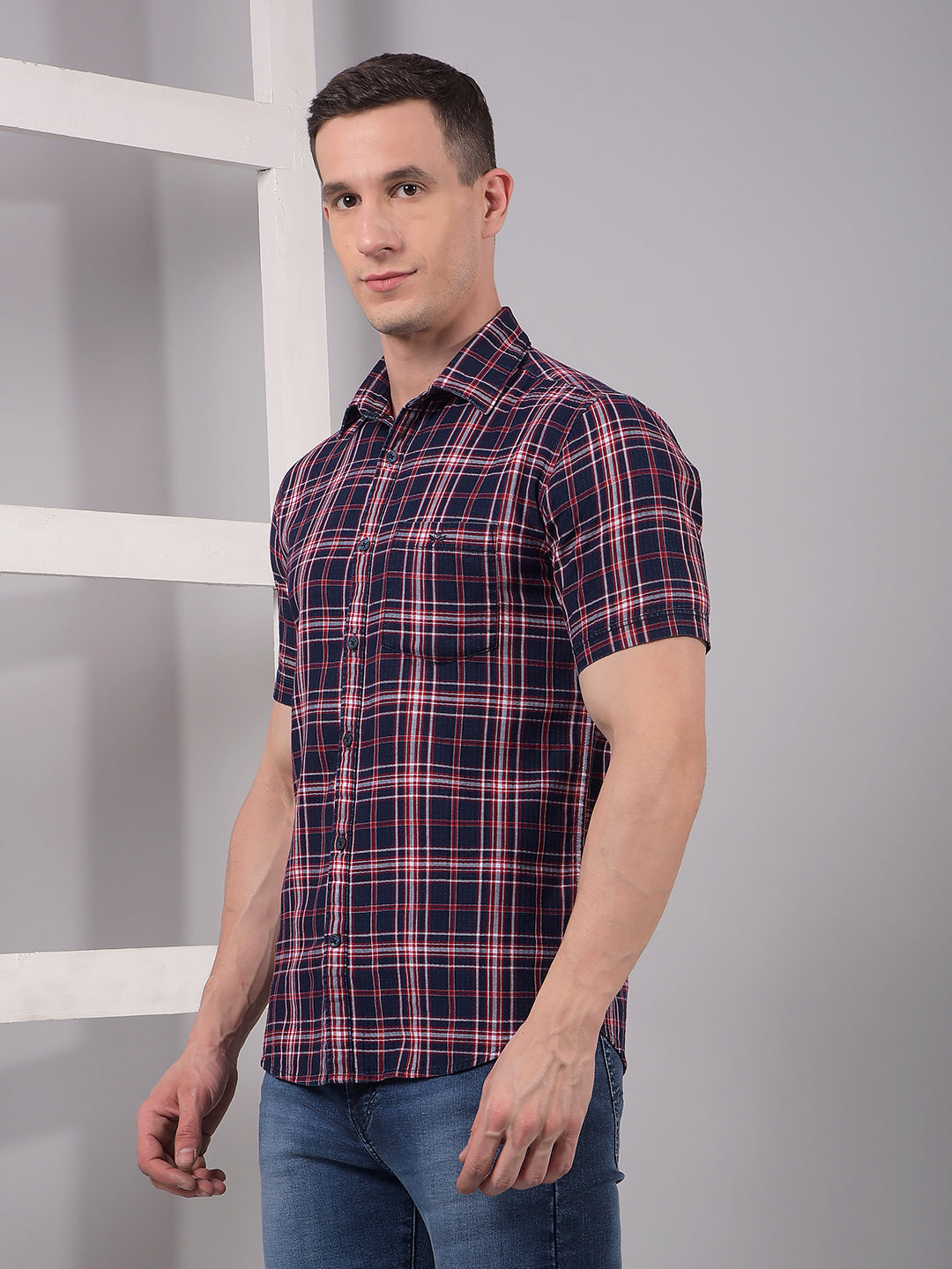 Red Checked 100% Cotton Shirt-Men Shirts-Crimsoune Club