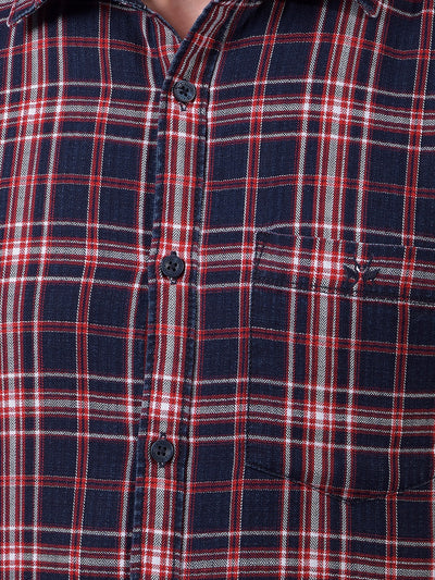 Red Checked 100% Cotton Shirt-Men Shirts-Crimsoune Club