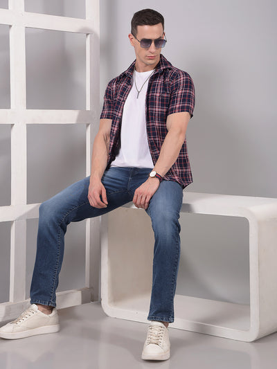 Red Checked 100% Cotton Shirt-Men Shirts-Crimsoune Club
