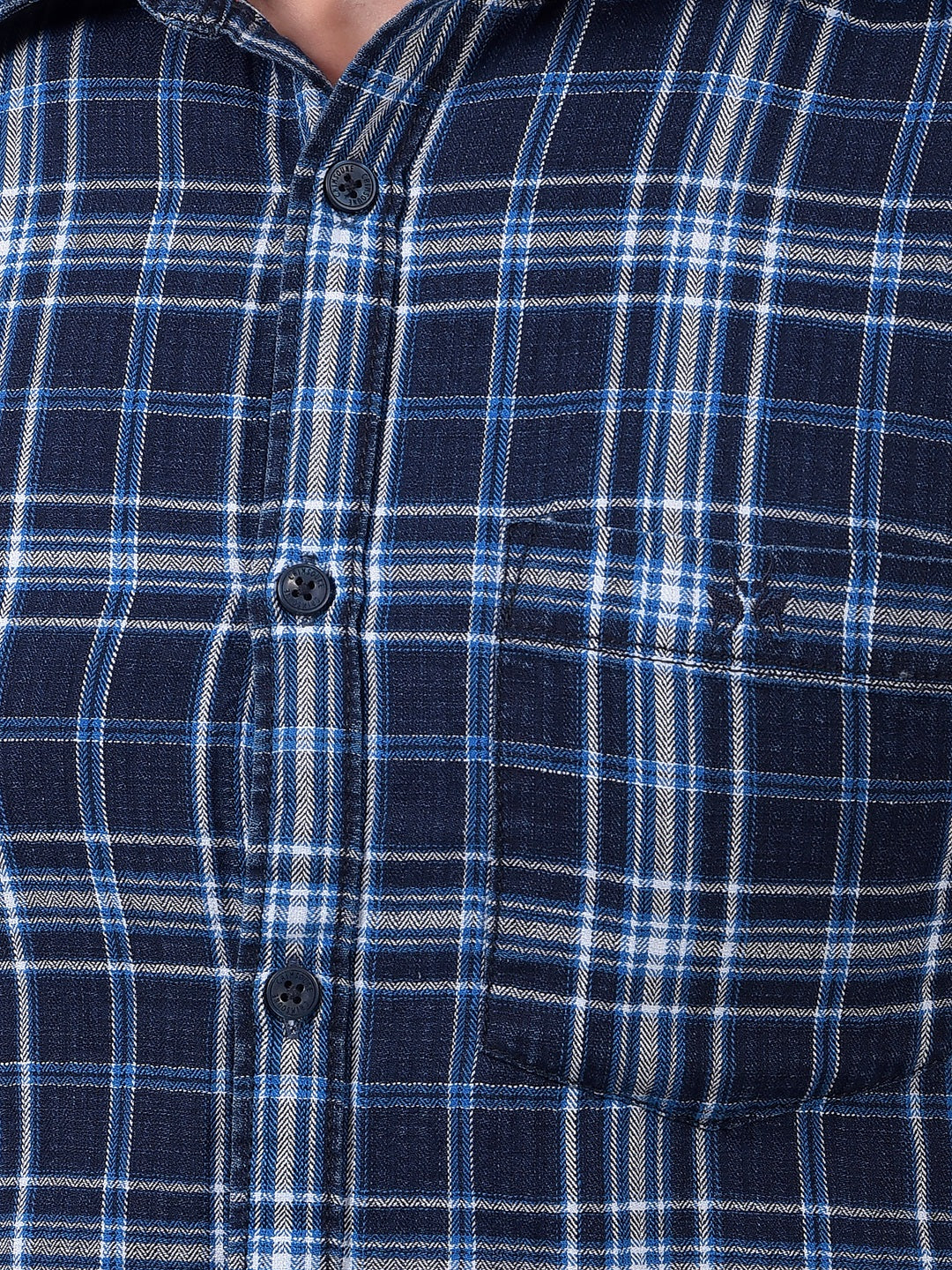 Blue Checked 100% Cotton Shirt-Men Shirts-Crimsoune Club