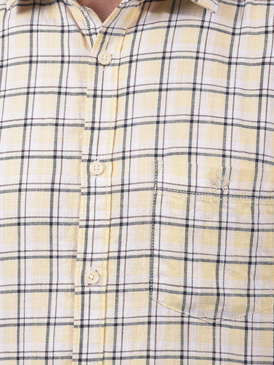 Beige Checked 100% Cotton Shirt-Men Shirts-Crimsoune Club