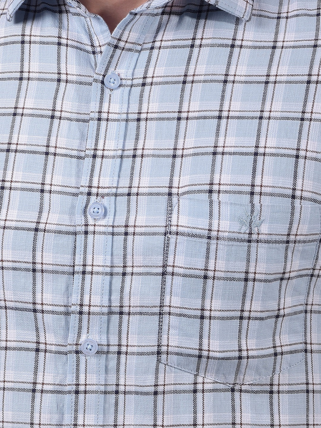Blue Checked 100% Cotton Shirt-Men Shirts-Crimsoune Club