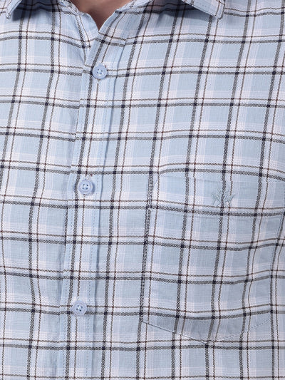 Blue Checked 100% Cotton Shirt-Men Shirts-Crimsoune Club
