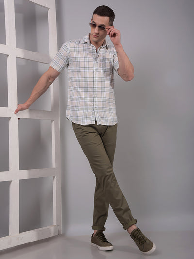 Green Checked Linen Shirt-Men Shirts-Crimsoune Club