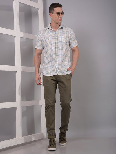 Green Checked Linen Shirt-Men Shirts-Crimsoune Club