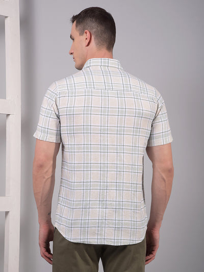 Green Checked Linen Shirt-Men Shirts-Crimsoune Club