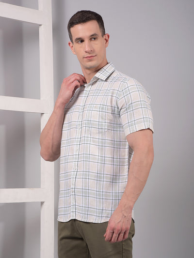 Green Checked Linen Shirt-Men Shirts-Crimsoune Club