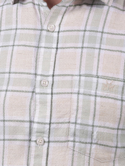 Green Checked Linen Shirt-Men Shirts-Crimsoune Club
