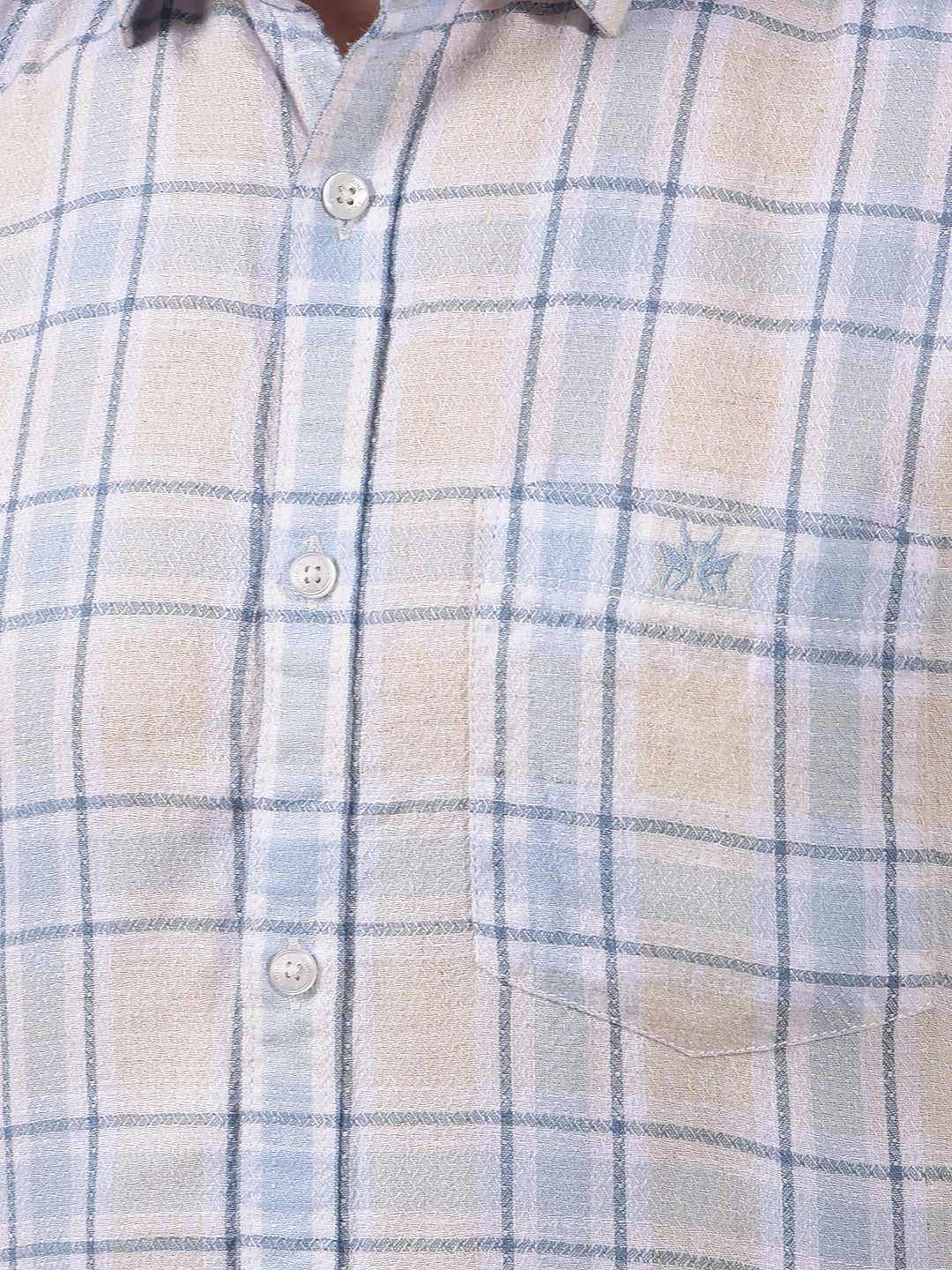 Blue Checked Linen Shirt-Men Shirts-Crimsoune Club