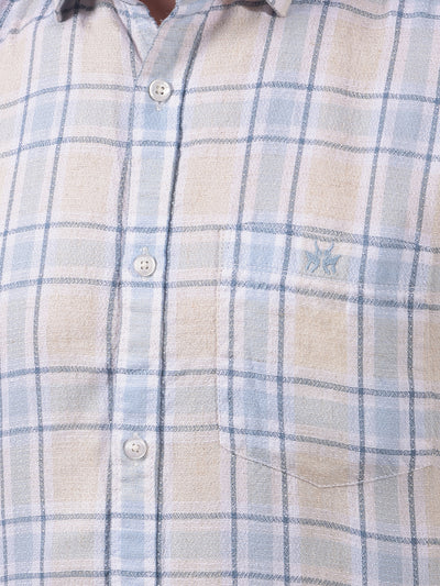 Blue Checked Linen Shirt-Men Shirts-Crimsoune Club