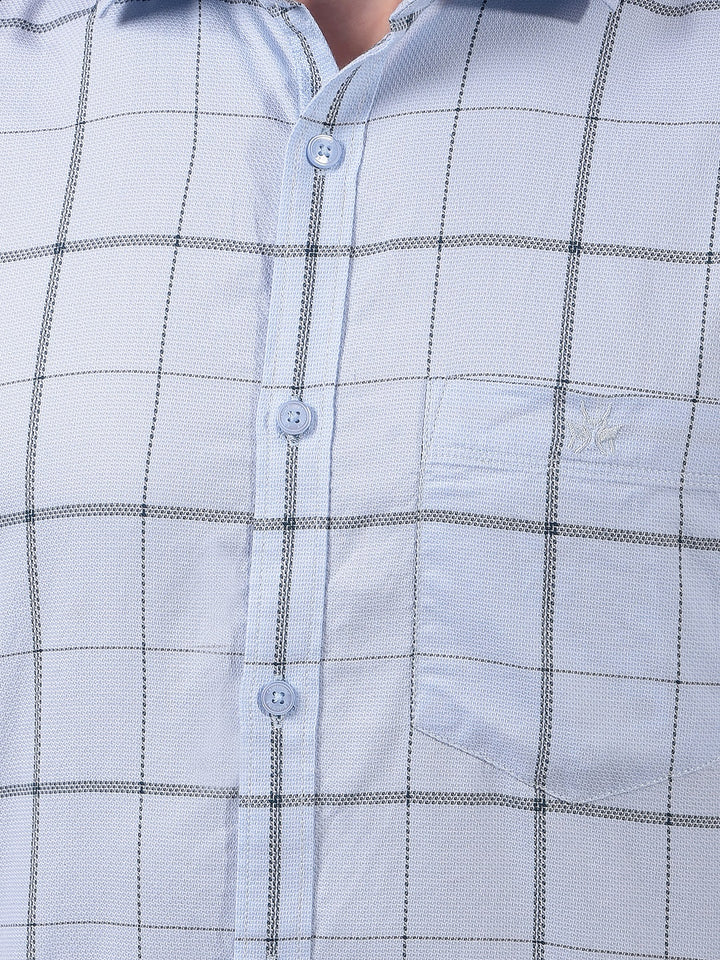 Blue Checked 100% Cotton Shirt-Men Shirts-Crimsoune Club